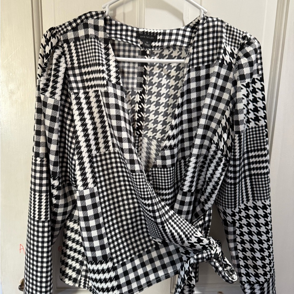 Herringbone silky work blouse. Never worn.